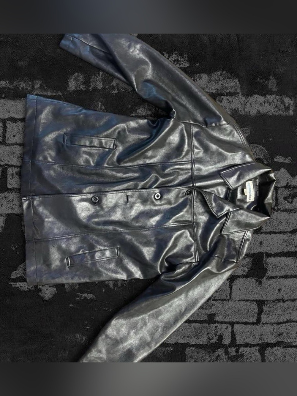 Canyon River Blues Black Faux Leather Bomber Jacket